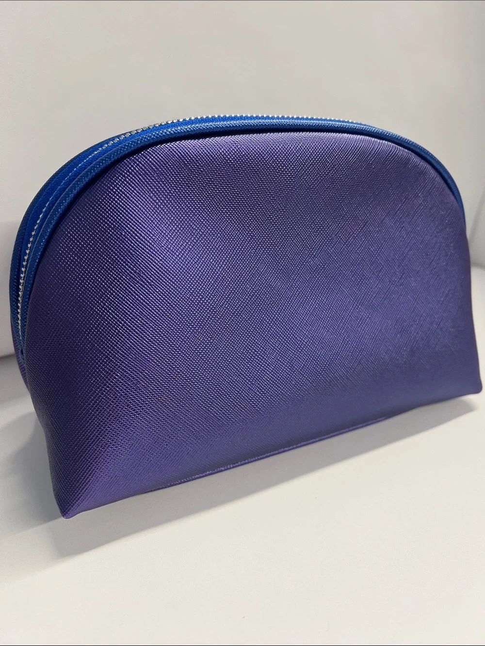 LaMer Purple Crosshatch Vegan Leather Zip Around Pouch Clutch - New